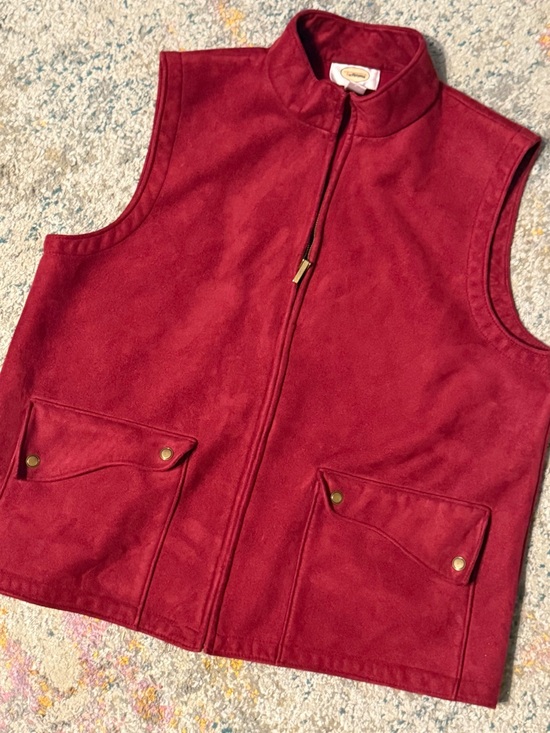 Talbots Jackets & Blazers - Talbots Deep Red/Burgundy Sleeveless Faux Suede Zip FrontVest w/ Front Pocket M